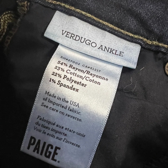 PAIGE Verdugo Ankle Dark Wash Skinny Jean - Size 25 - Picture 7 of 10